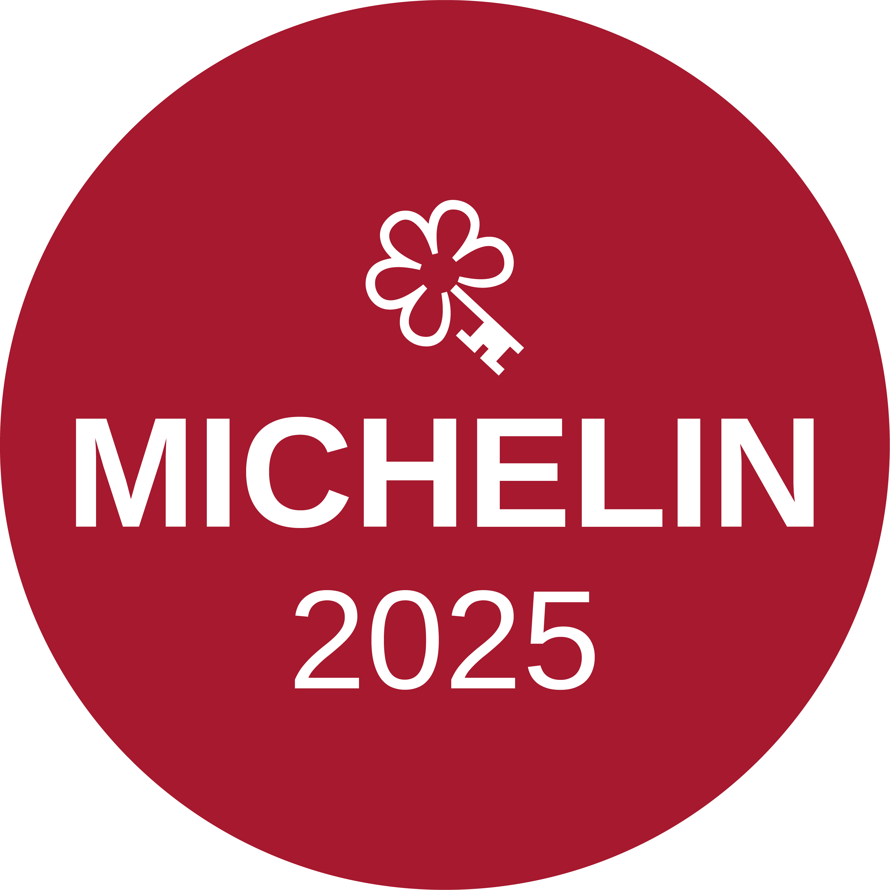 Michelin-Stern-Logo 2025 auf rotem rundem Hintergrund